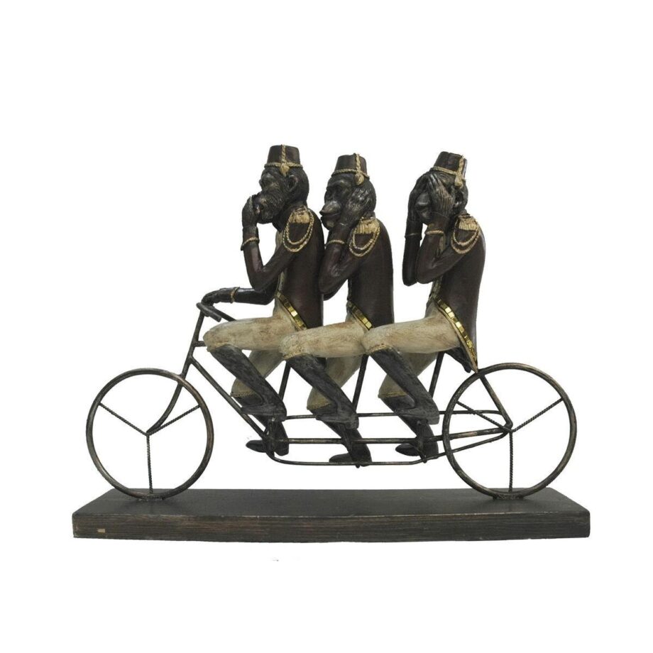 Dekorativ Abe Figur på Trehjulet Cykel i Sort og Gylden