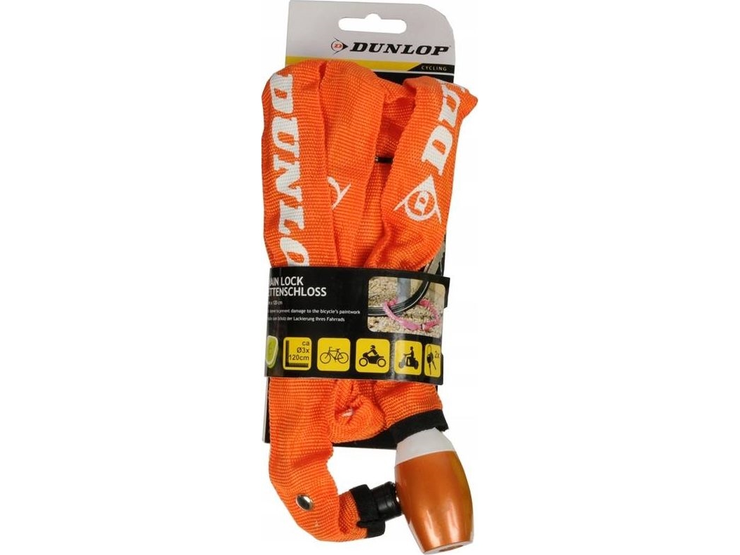 Dunlop Cykellås Kæde 120 cm - Orange - Tilbud!