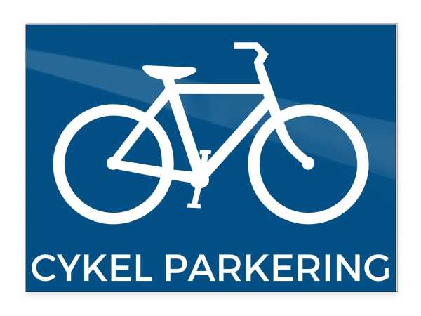 Cykelparkering Skilt 18x13 cm i Blå Aluminium