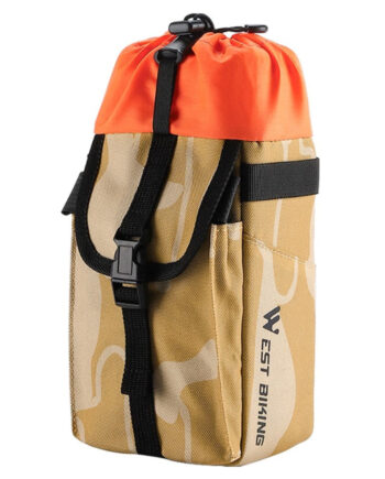 Cykeltaske til Drikkedunk - Brun og Orange Design