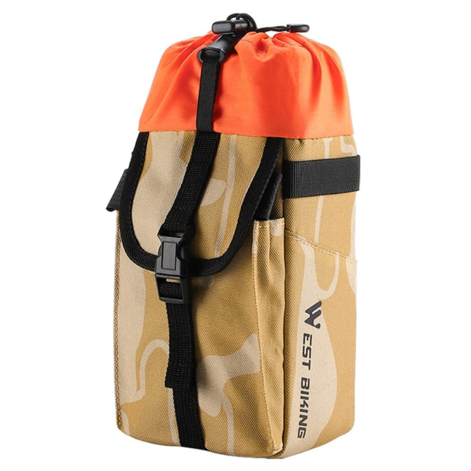 Cykeltaske til Drikkedunk - Brun og Orange Design