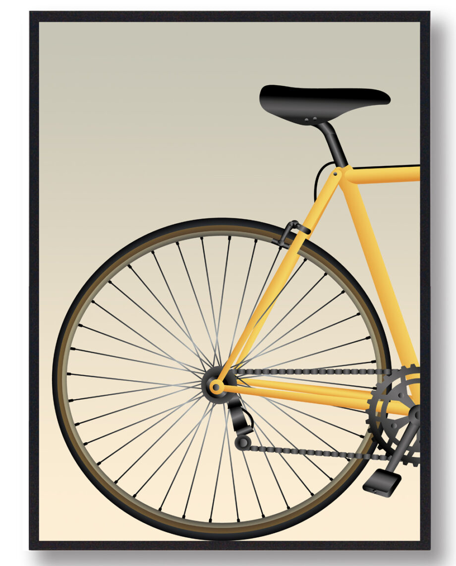 Cykelplakat med baghjul - 21x29,7 cm til cykelentusiasten