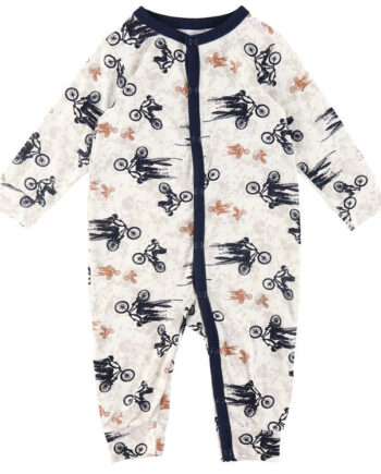 Joha Natdragt i Bambus - Off White & Marineblå Cykel