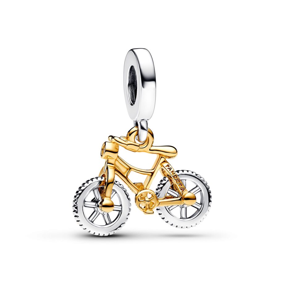 Pandora Cykel Charm i Sølv med Forgyldte Detaljer