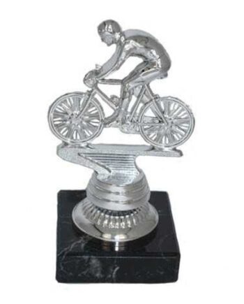 Cykelrytter Statuette i Sølv med Marmorfod - Gratis Gravering