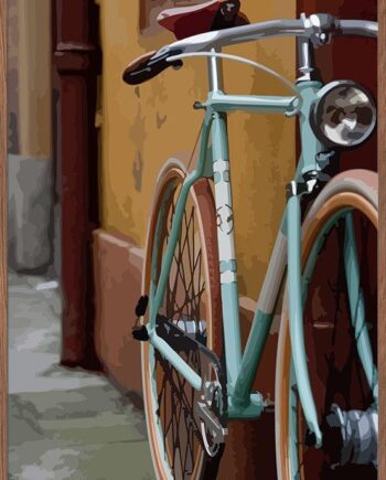 Grafisk Plakat med Turkis Cykel - Unikplakat.dk