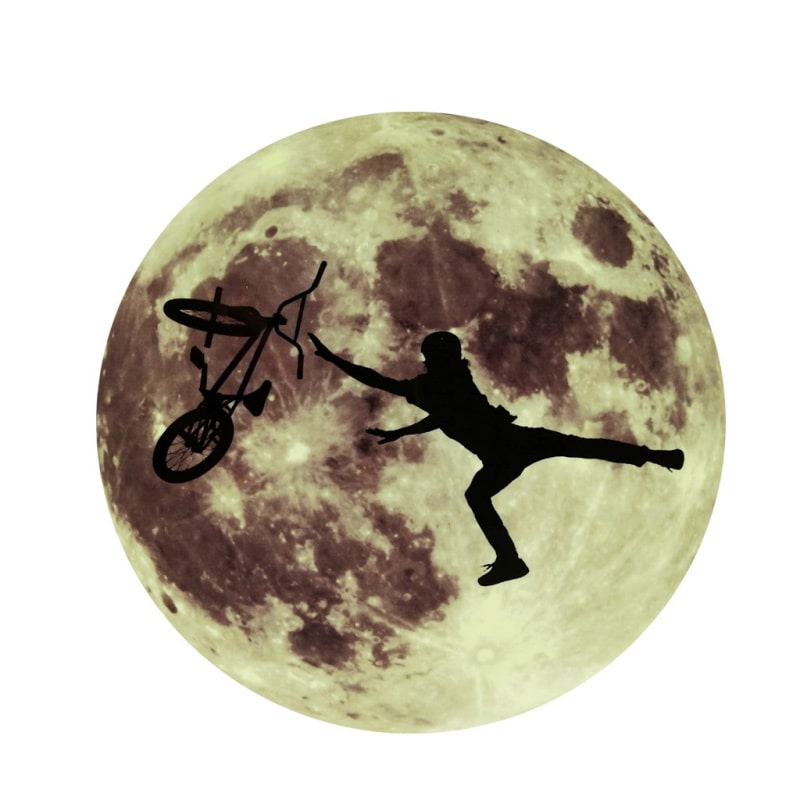 Stor Selvlysende Måne Wallsticker med Cykel Tricks