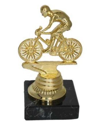 Cykelrytter Statuette i Guld med Sort Marmorfod